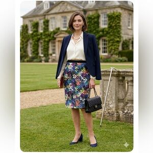 T Tahari Multi-Color Floral Lace Pencil Skirt - Textured Guipure - Size 2